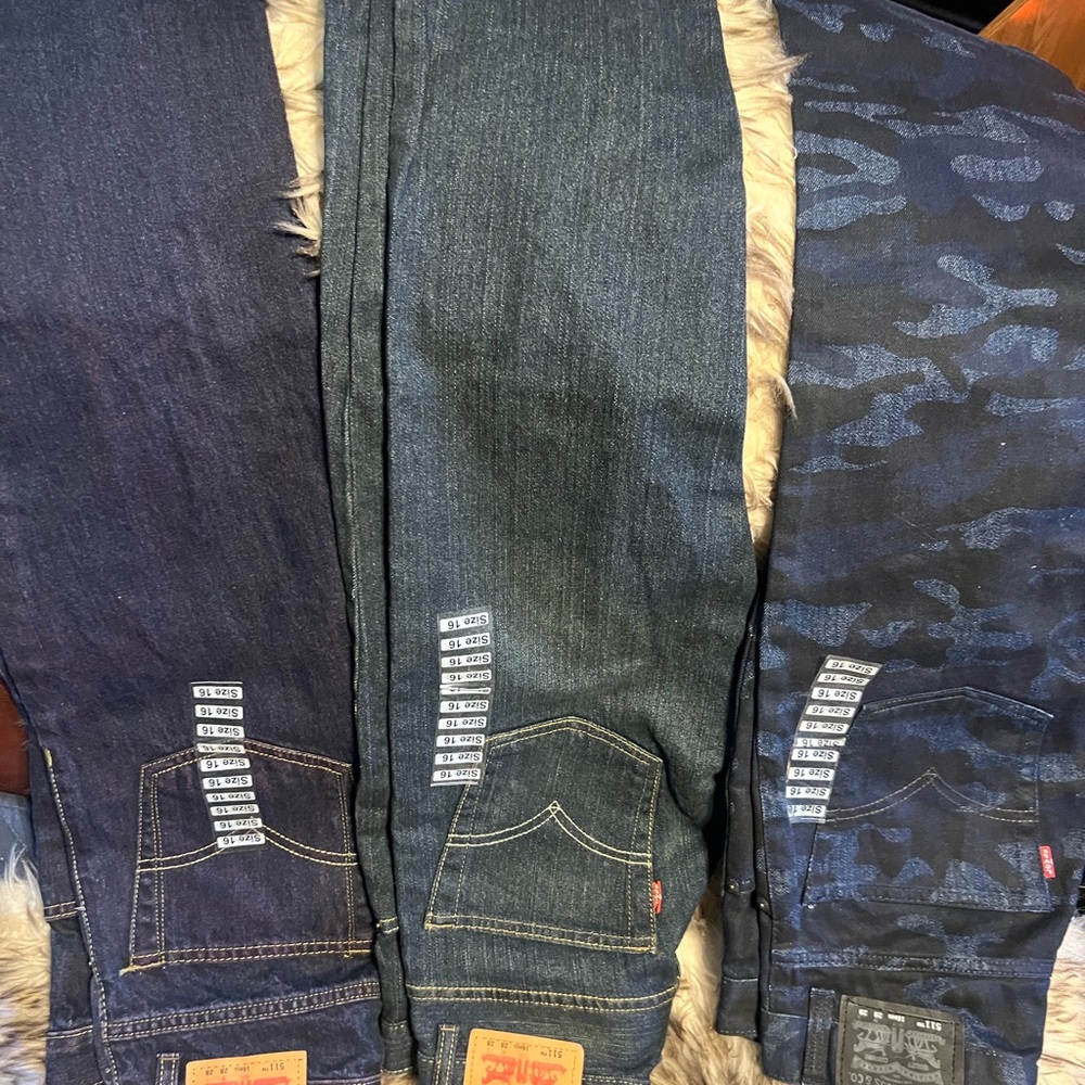 Levi's (new w/tags) Dark Blue (511s)Slim Jeans(3 pr) for BOYS Sz 16R - Picture 6 of 10